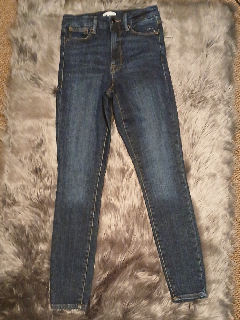 EUC Good American Dark Wash High-Rise Skinny Jeans